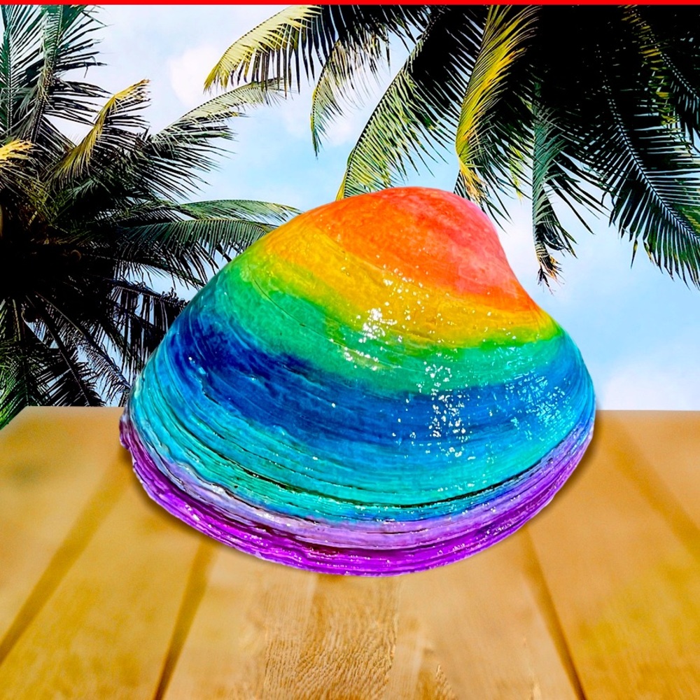 Hand Painted Rainbow Watercolor Seashell